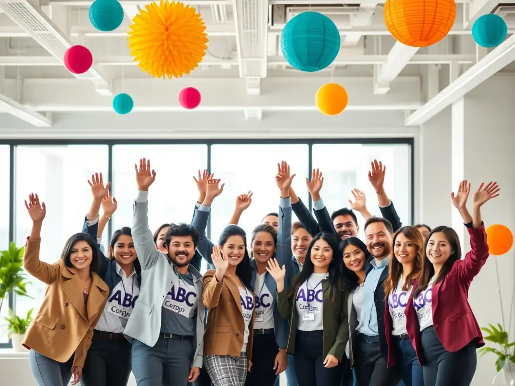 A successful business owner celebrating with their team, symbolizing the achievement of obtaining an E1E2 visa and starting a business in the US.